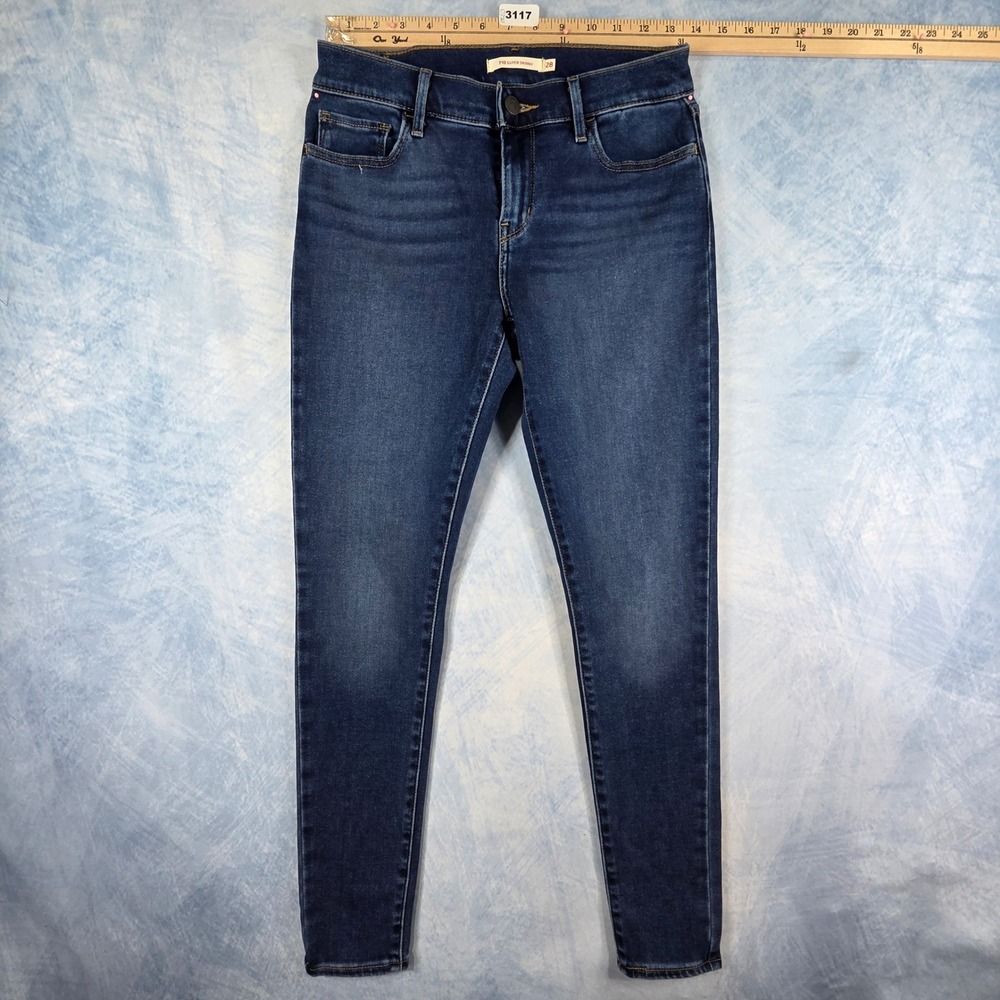 Levis 710 Super Skinny Jeans Womens 28 Dark Wash Blue Denim Mid Rise 710-0220